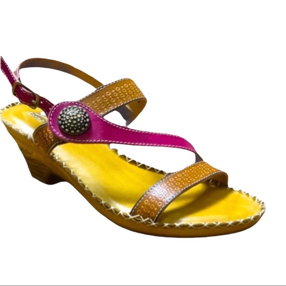 Spring Step Small Heel Sandals Leather Size 39 Pre-Loved - Picture 2 of 16